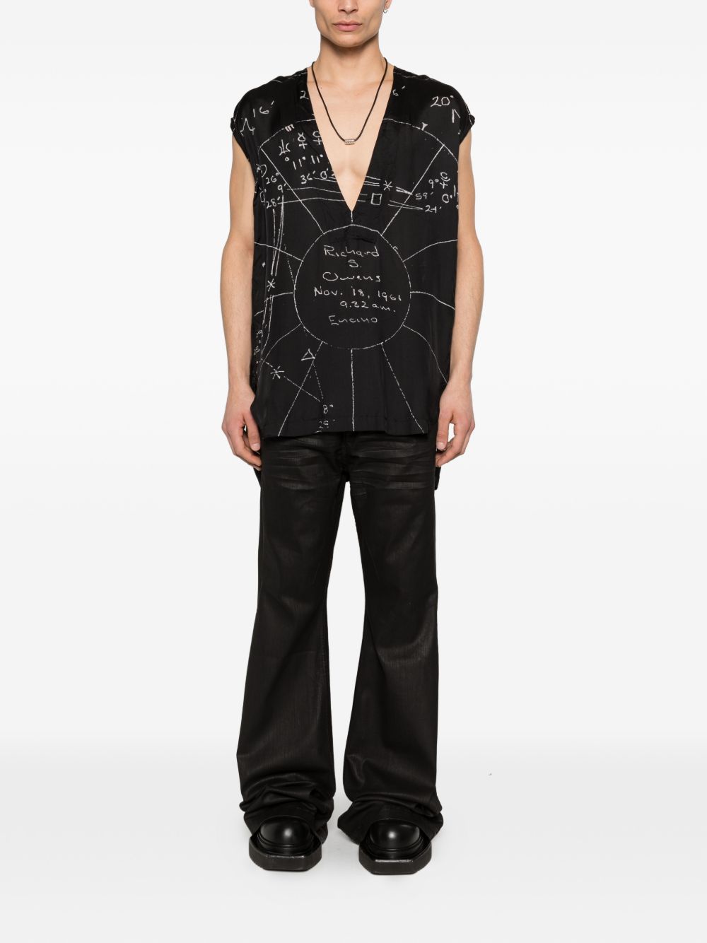 Top con stampa grafica in nero Rick owens - uomo 