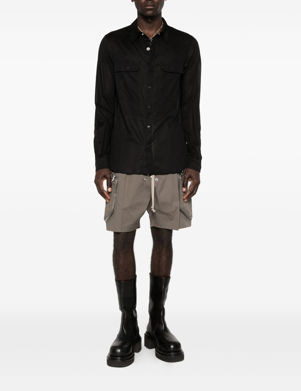 Camicia con tasche sul petto in nero Rick owens - uomo 