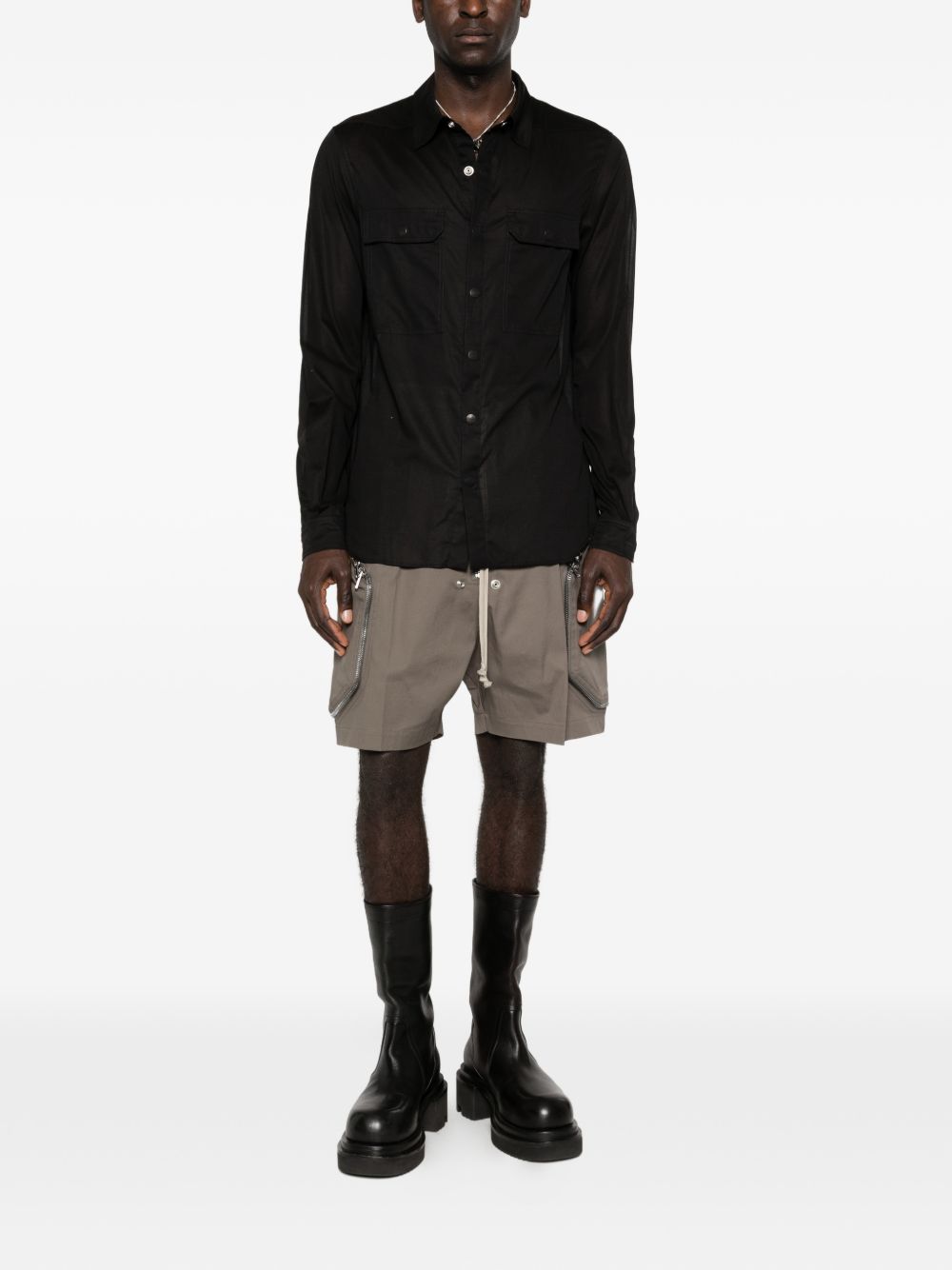Camicia con tasche sul petto in nero Rick owens - uomo 