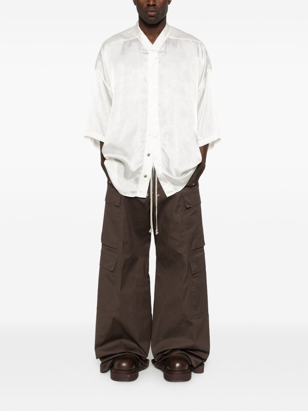 Camicia a maniche corte con design oversize in bianco Rick owens - uomo 