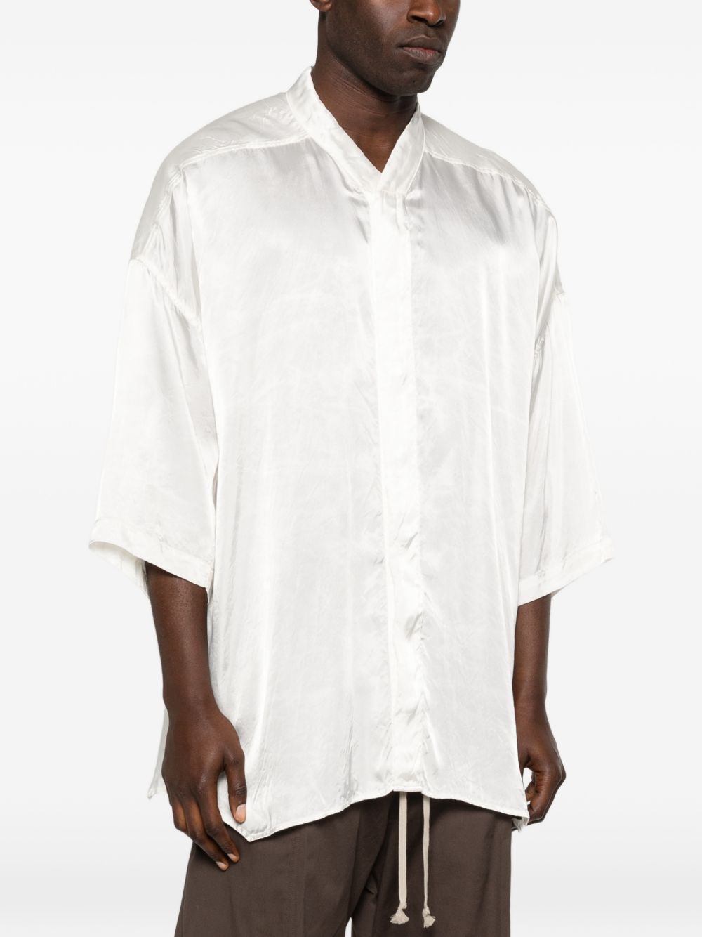 Camicia a maniche corte con design oversize in bianco Rick owens - uomo 