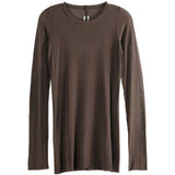 T-shirt a maniche lunghe a costine in marrone Rick owens - uomo 