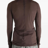 T-shirt a maniche lunghe a costine in marrone Rick owens - uomo 