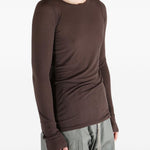 T-shirt a maniche lunghe a costine in marrone Rick owens - uomo 