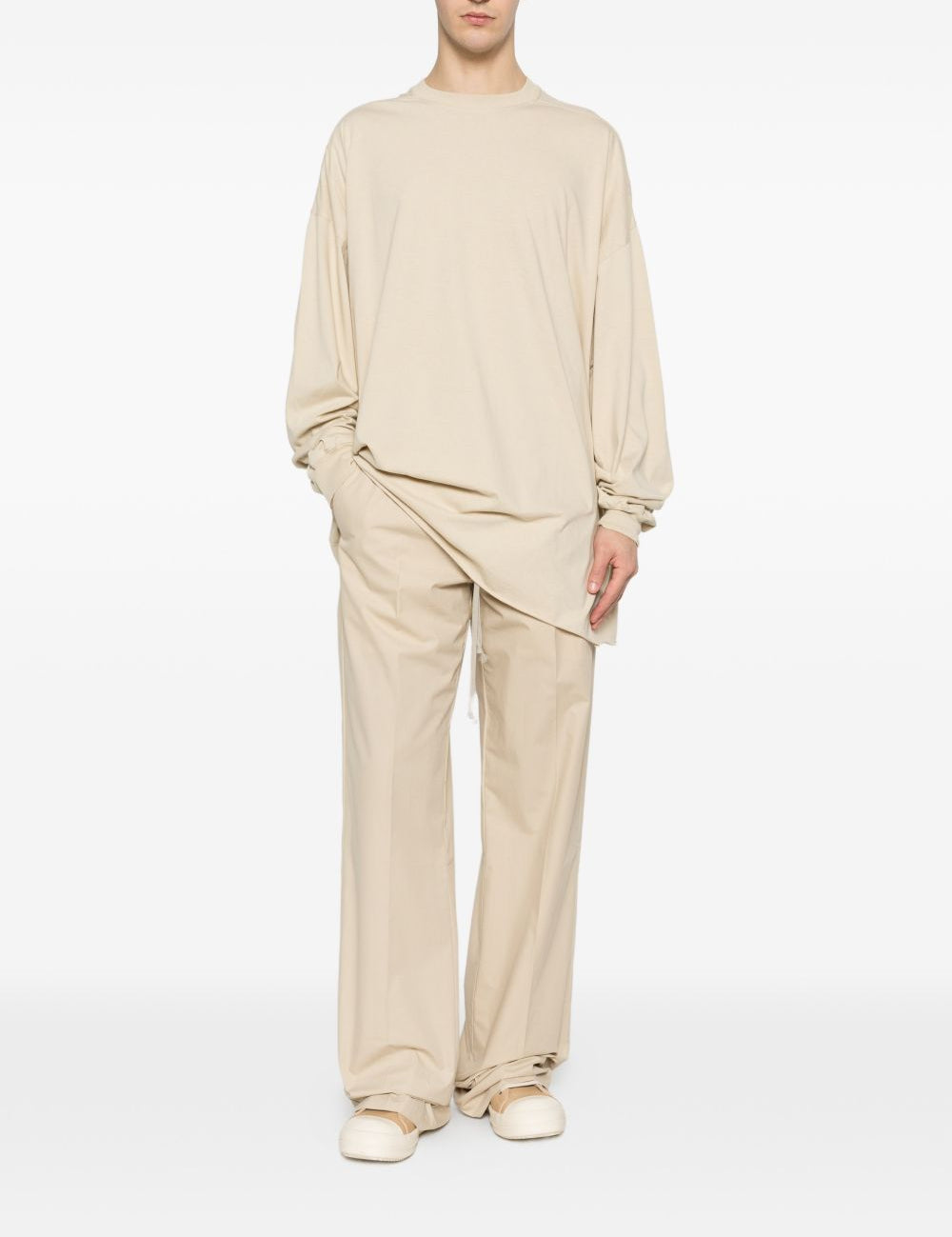 T-shirt a maniche lunghe in beige Rick owens - donna 