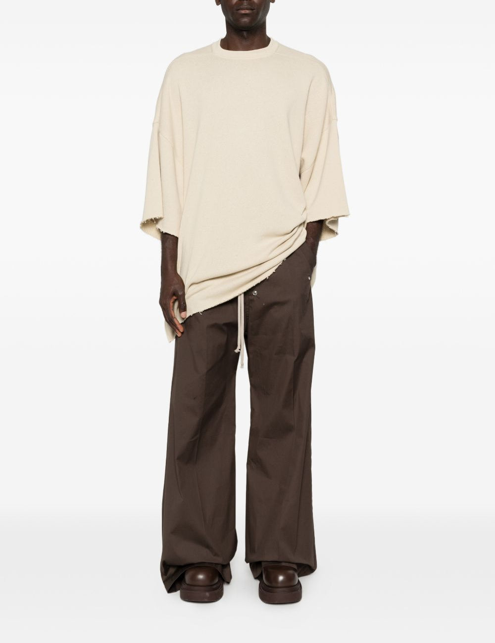 T-shirt Tommy T Sfrangiata in beige Rick owens - uomo 