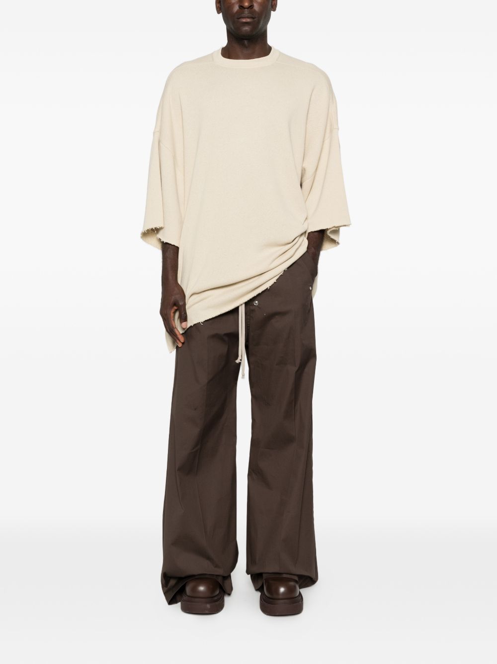 T-shirt Tommy T Sfrangiata in beige Rick owens - uomo 