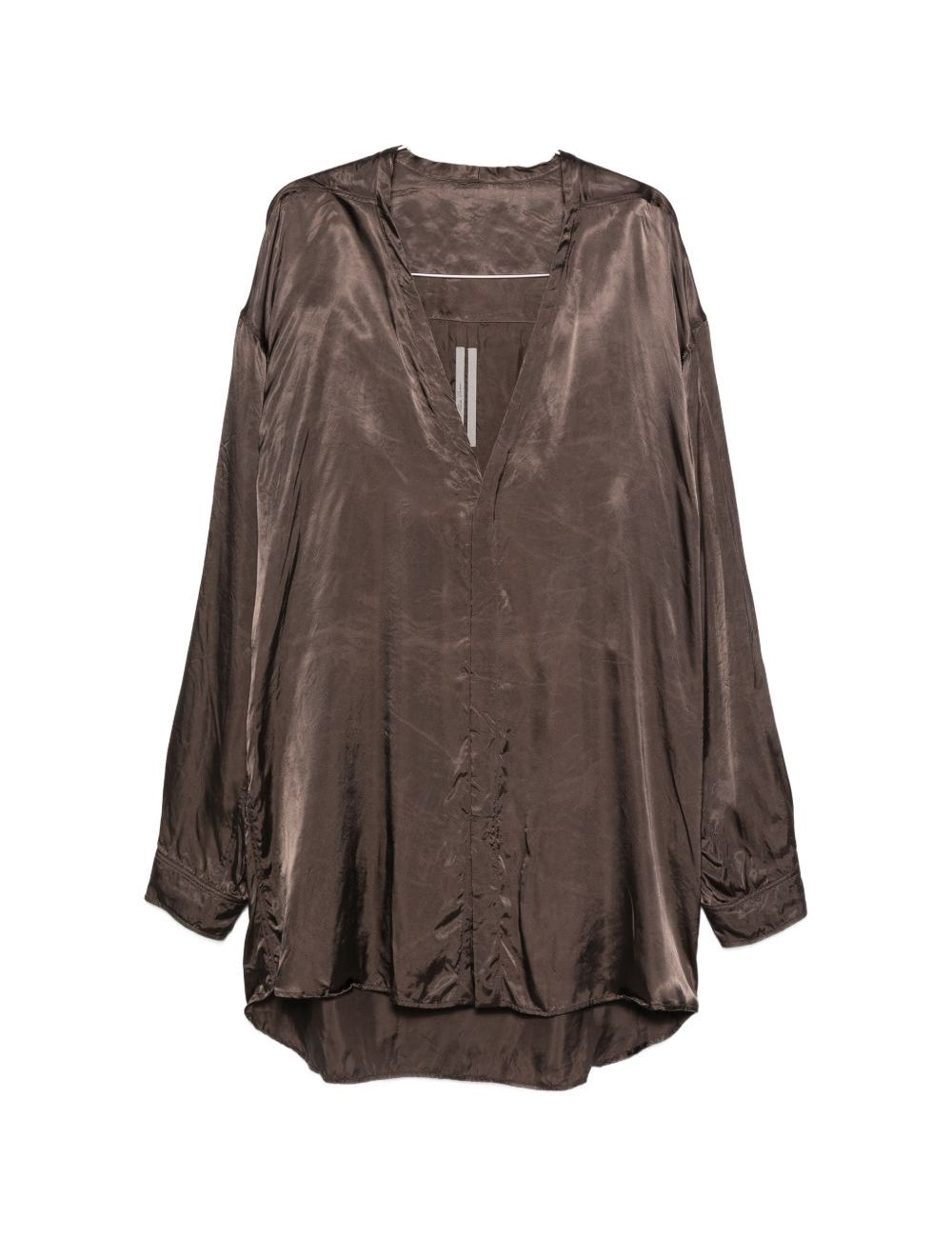 Camicia Concordian con scollo a V in marrone Rick owens - uomo 