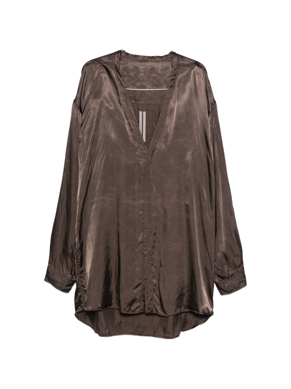 Camicia Concordian con scollo a V in marrone Rick owens - uomo 