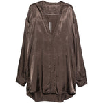 Camicia Concordian con scollo a V in marrone Rick owens - uomo 