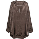 Camicia Concordian con scollo a V in marrone Rick owens - uomo 
