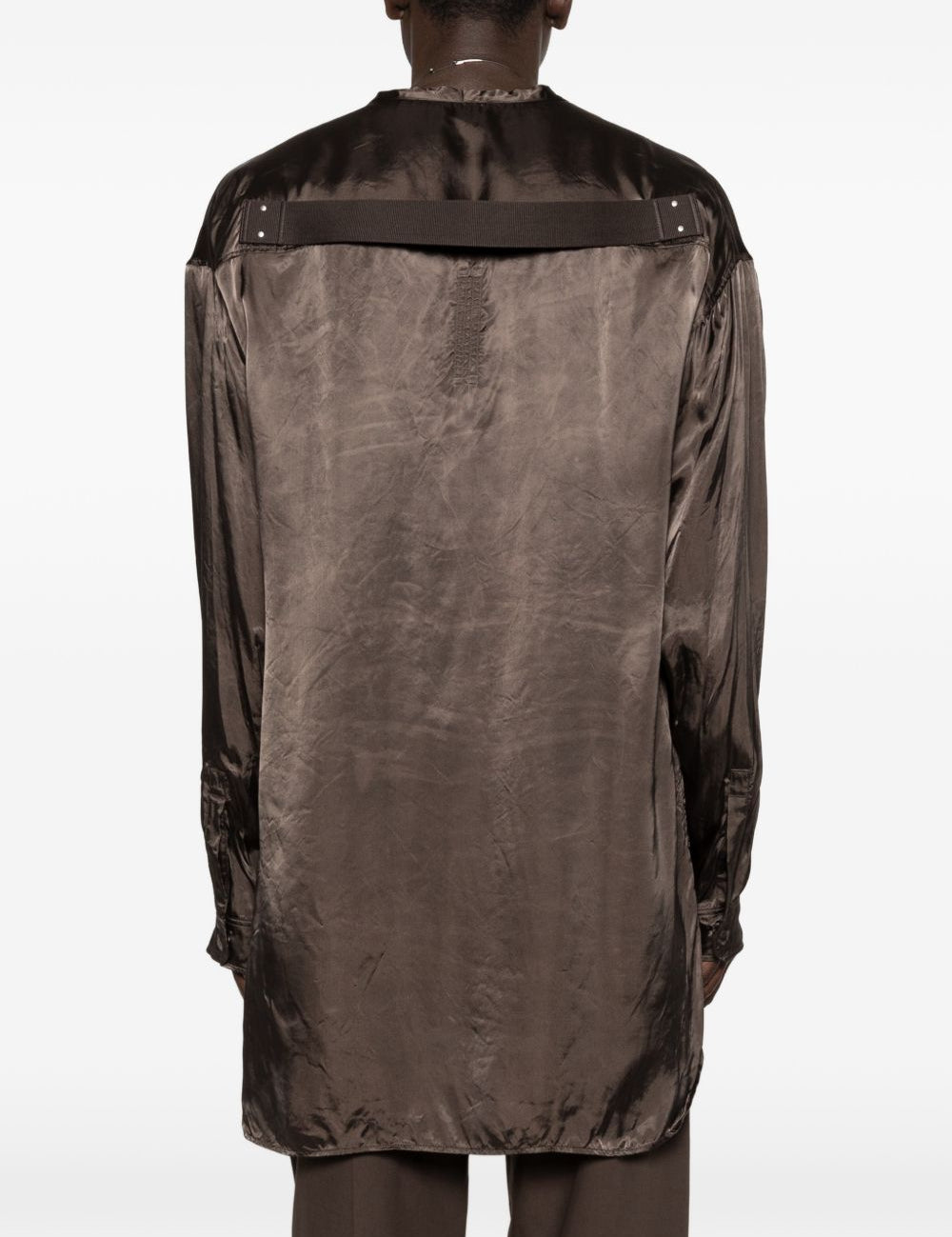 Camicia Concordian con scollo a V in marrone Rick owens - uomo 