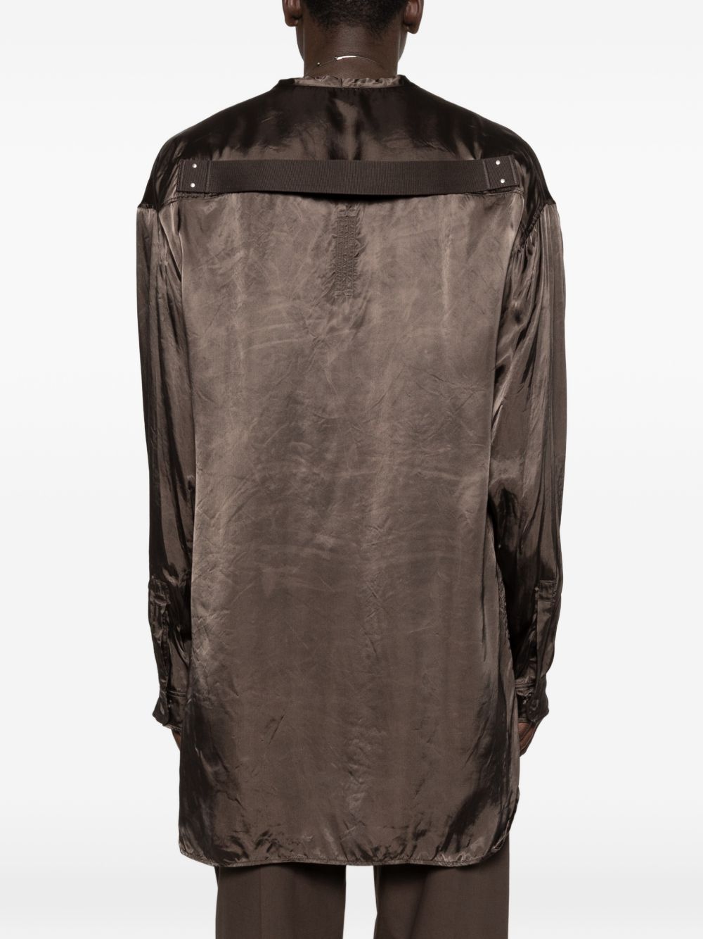Camicia Concordian con scollo a V in marrone Rick owens - uomo 