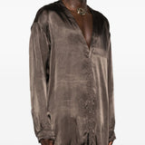 Camicia Concordian con scollo a V in marrone Rick owens - uomo 
