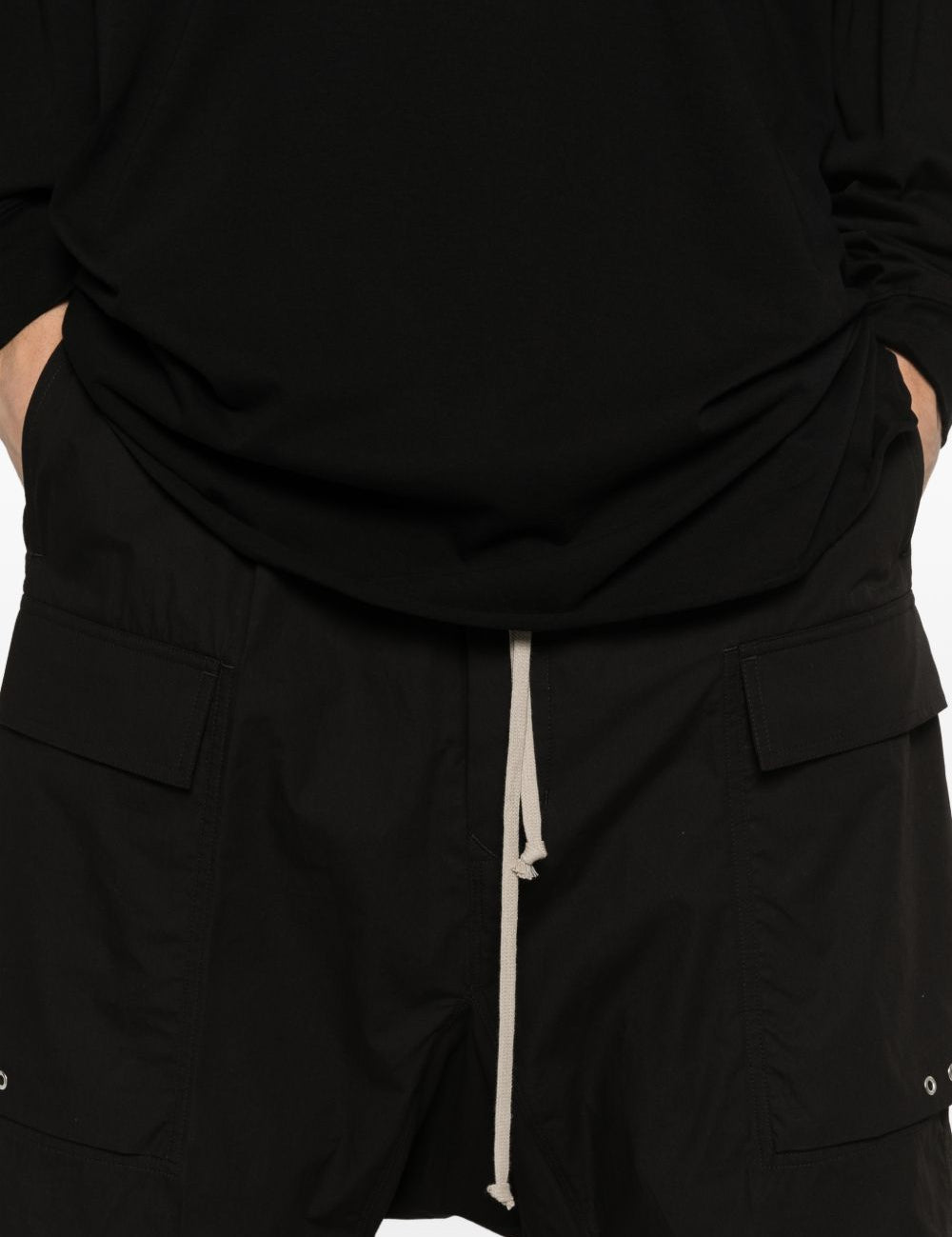 Bermuda cargo con coulisse in nero Rick owens - uomo 