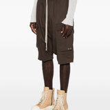 Pantaloncini con coulisse cargo pods in marrone Rick owens - uomo 