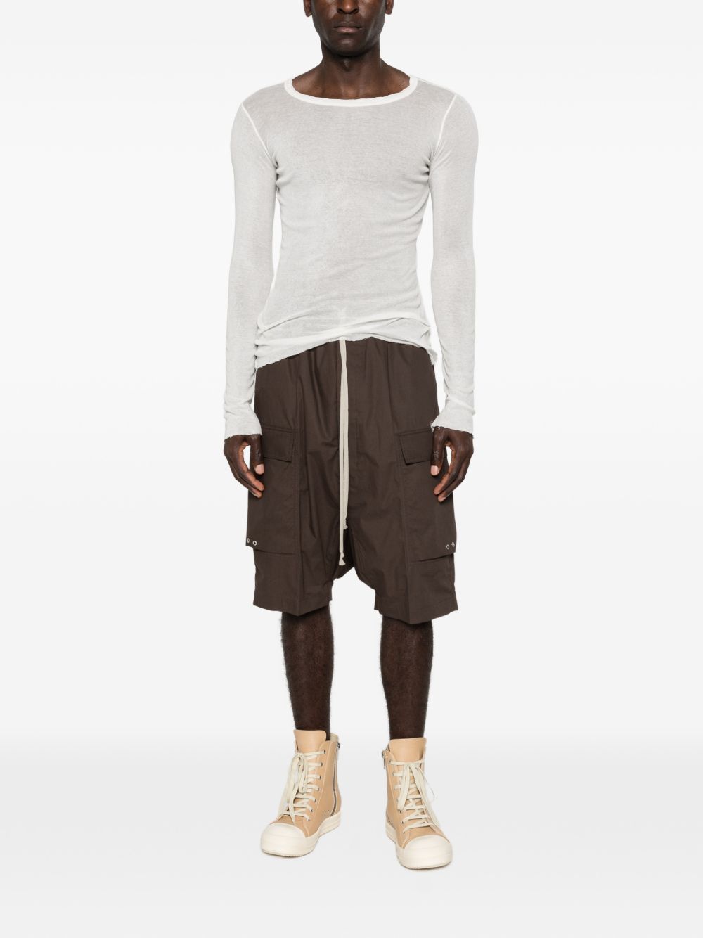 Pantaloncini con coulisse cargo pods in marrone Rick owens - uomo 