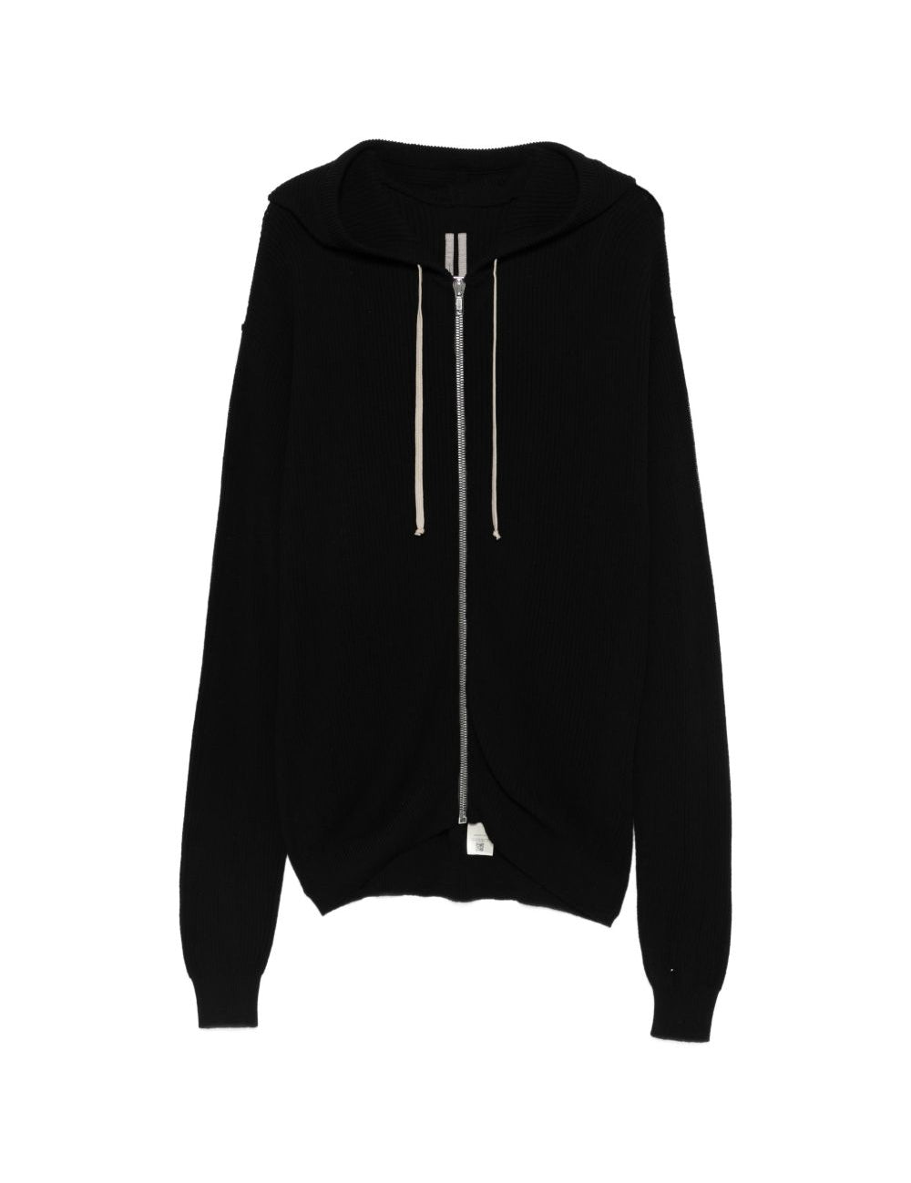 Cardigan con cappuccio e zip in nero Rick owens - uomo 