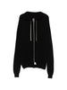 Rick Owens black hooded zip-up cardigan - men's