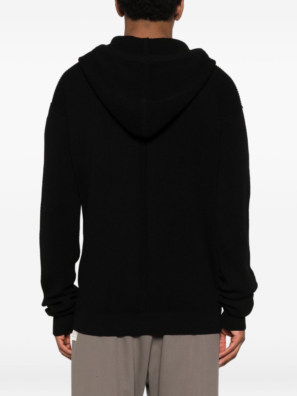 Cardigan con cappuccio e zip in nero Rick owens - uomo 