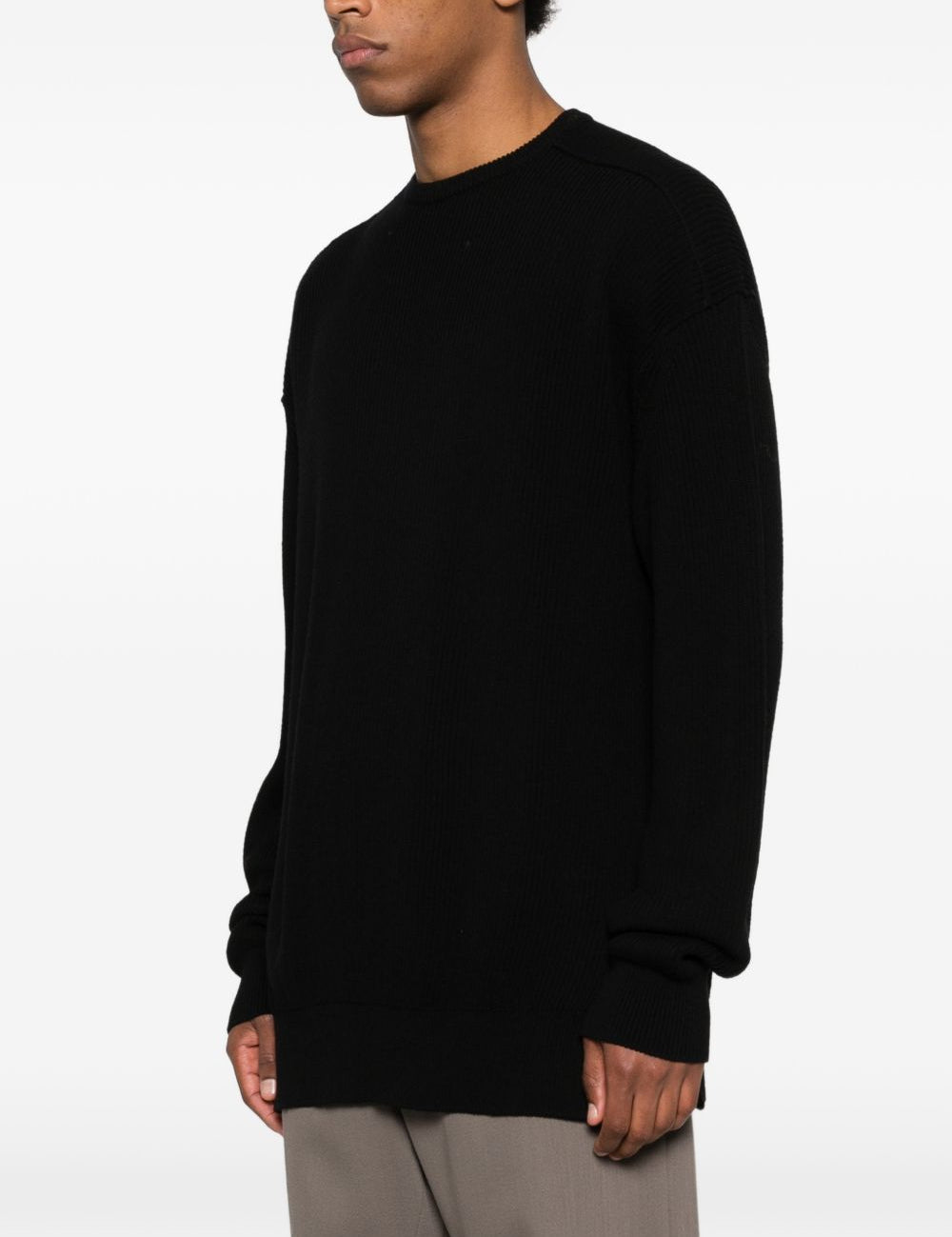 Maglione girocollo a maniche lunghe jumbo in nero Rick owens - uomo 