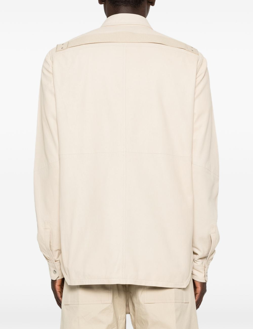 Giacca camicia con bottoni in pelle avorio Rick Owens - uomo 