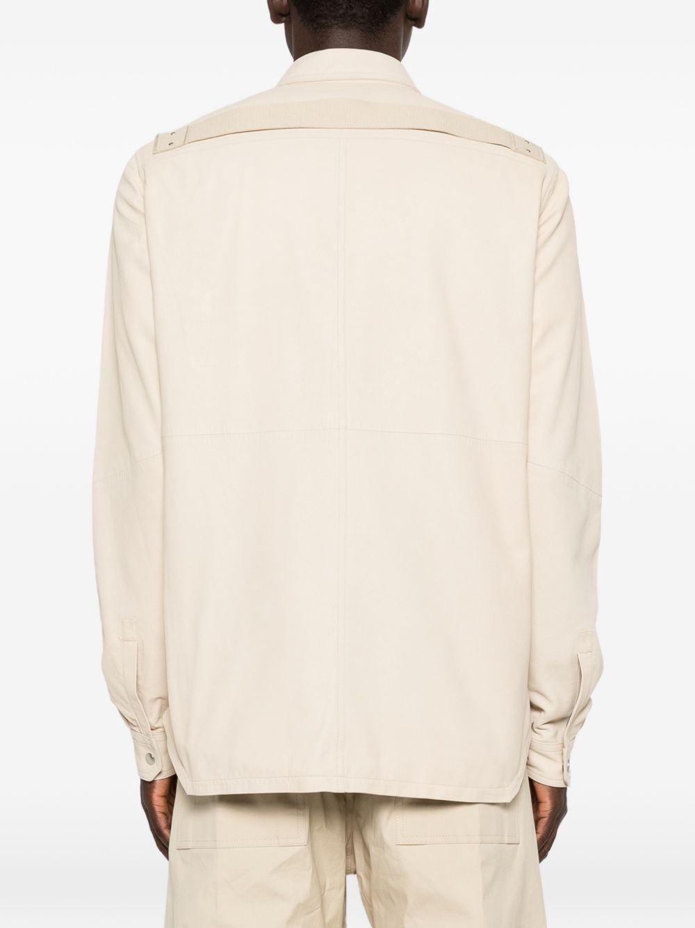 Giacca camicia con bottoni in pelle avorio Rick Owens - uomo 