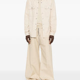 Giacca camicia con bottoni in pelle avorio Rick Owens - uomo 