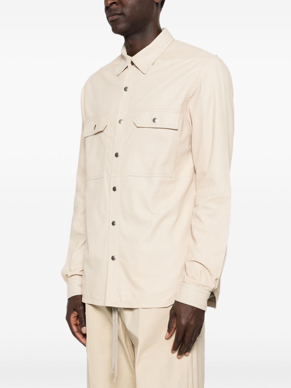 Giacca camicia con bottoni in pelle avorio Rick Owens - uomo 