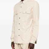 Giacca camicia con bottoni in pelle avorio Rick Owens - uomo 
