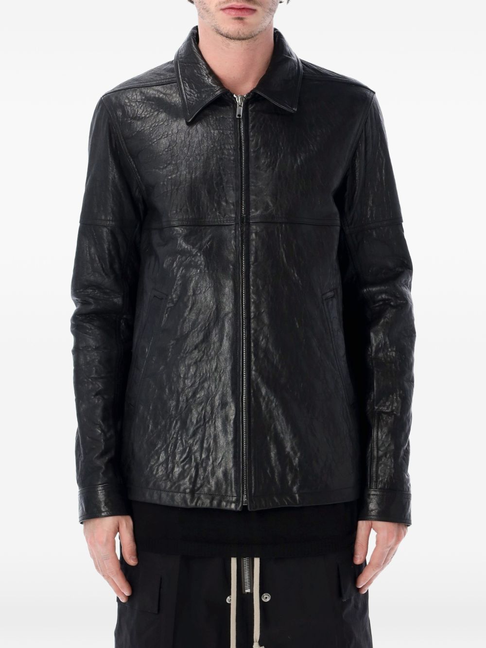 Giacca in pelle in nero Rick Owens - uomo 