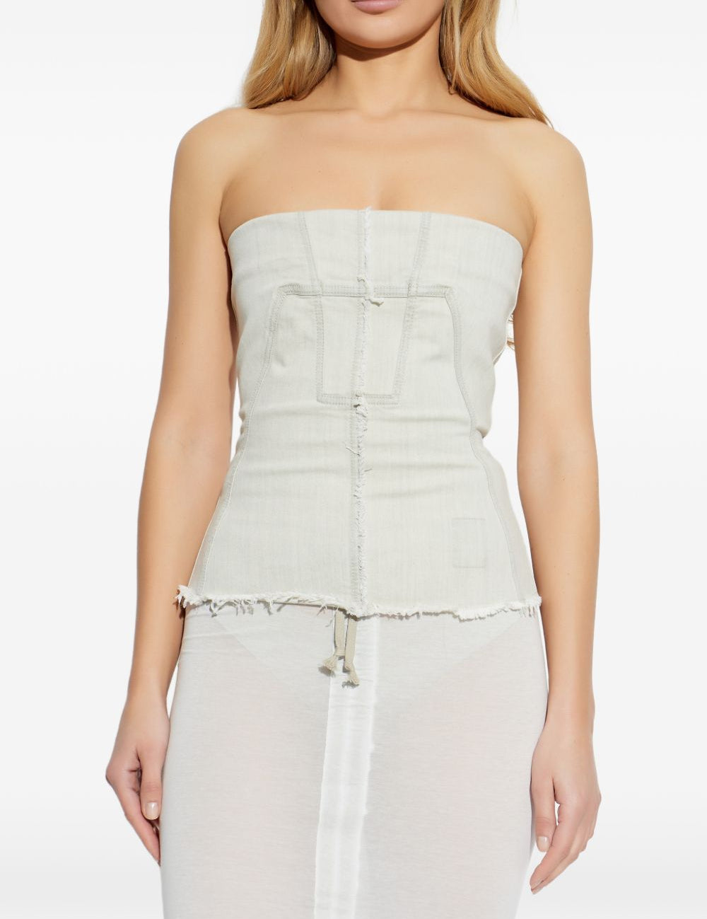 Top a fascia con bordo vivo in bianco Rick owens drkshdw - donna 