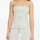 Top a fascia con bordo vivo in bianco Rick owens drkshdw - donna 