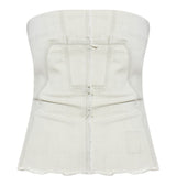 Top a fascia con bordo vivo in bianco Rick owens drkshdw - donna 