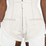 Shorts sfilacciati con chiusura lampo Dirt Cutoffs in bianco Rick owens drkshdw - donna 
