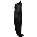 Abito lungo monospalla in nero Rick owens drkshdw - donna 