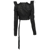 Giacca con frange crop in nero Rick owens drkshdw - donna 