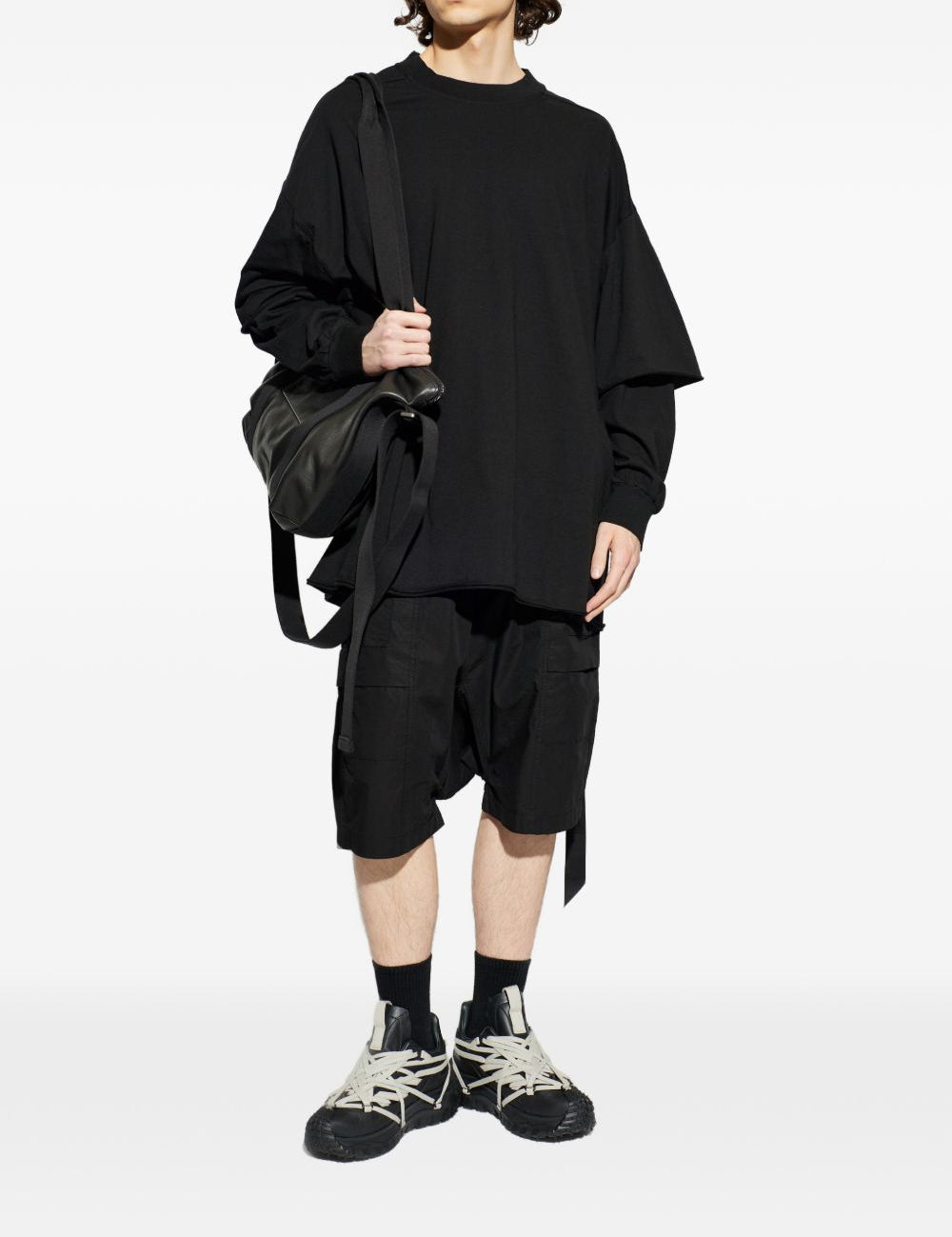 T-shirt con design a strati in nero Rick owens drkshdw - uomo 