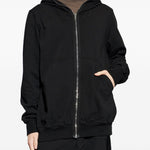 Felpa con cappuccio e zip in nero Rick owens drkshdw - uomo 