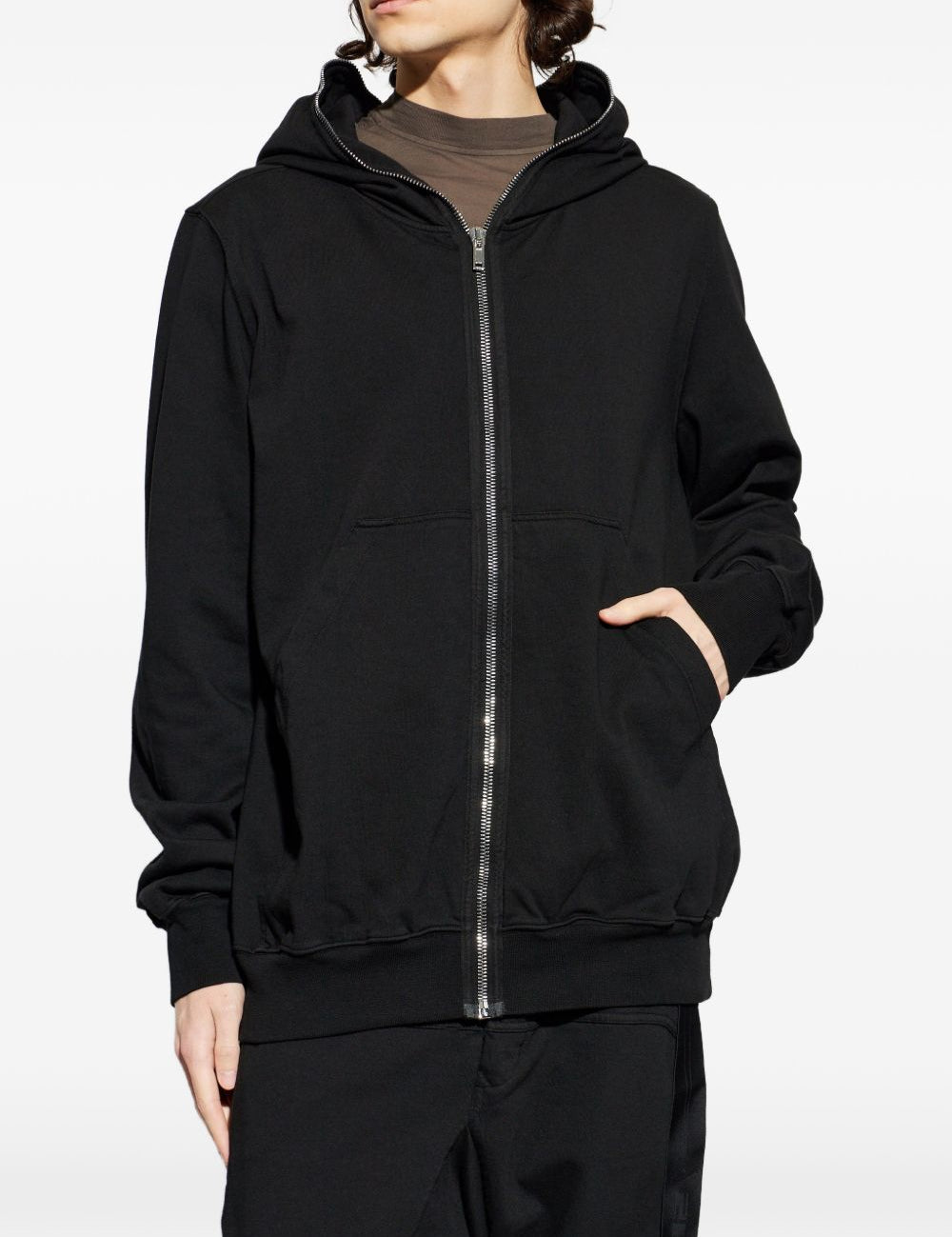 Felpa con cappuccio e zip in nero Rick owens drkshdw - uomo 