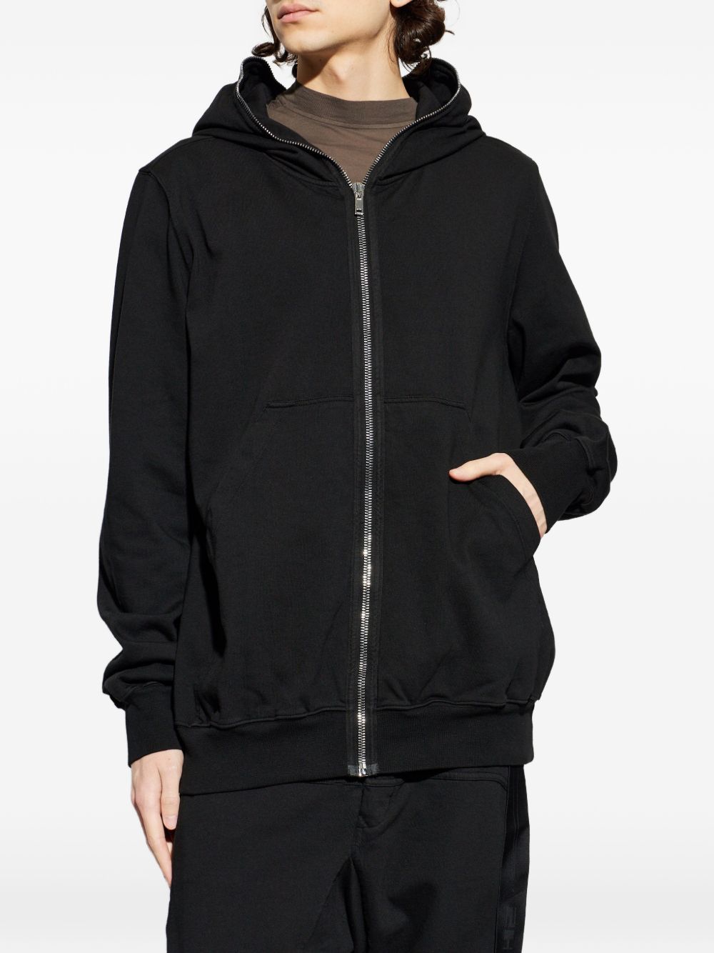 Felpa con cappuccio e zip in nero Rick owens drkshdw - uomo 