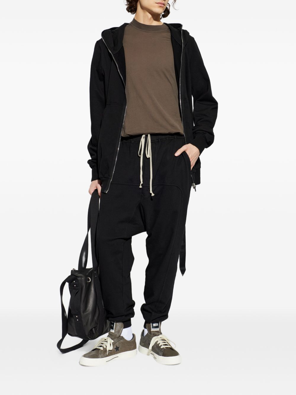 Felpa con cappuccio e zip in nero Rick owens drkshdw - uomo 