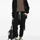 Felpa con cappuccio e zip in nero Rick owens drkshdw - uomo 