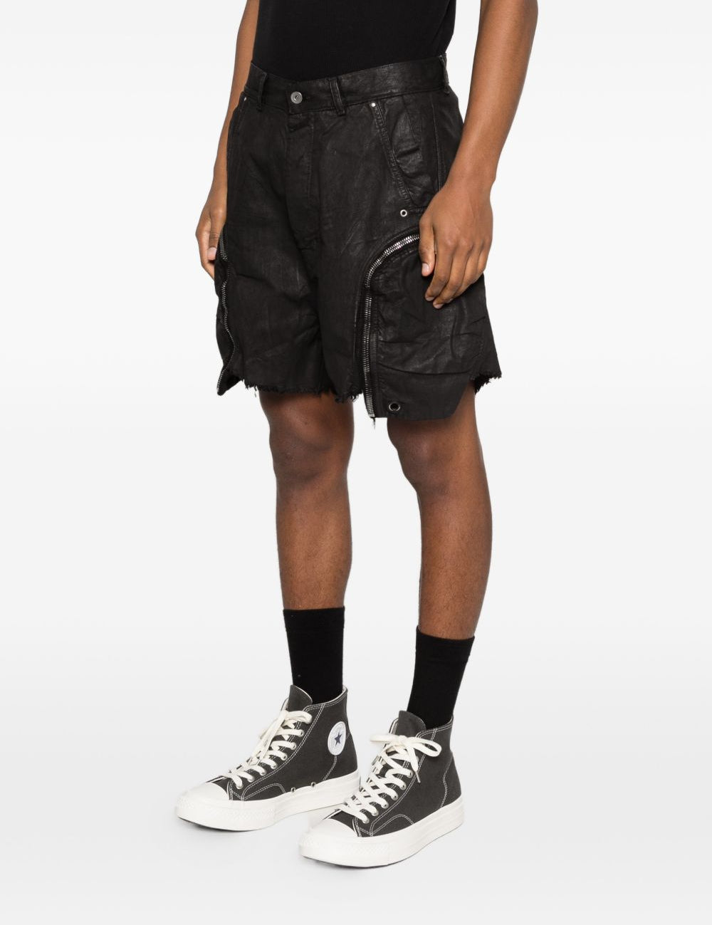 Shorts bauhaus con bordi sfilacciati in nero Rick owens drkshdw - uomo 