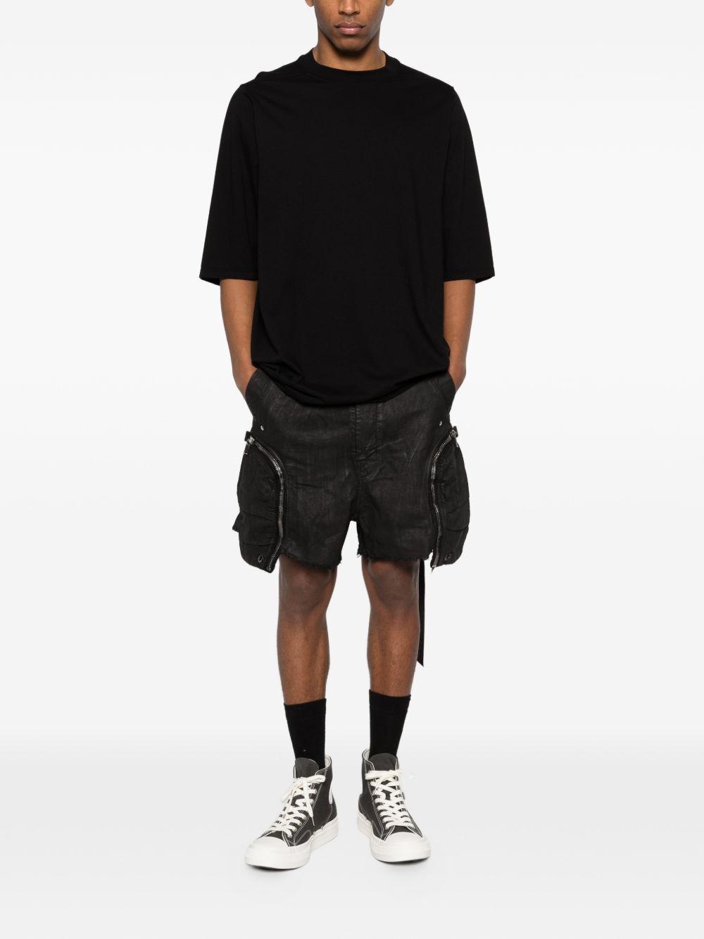 Shorts bauhaus con bordi sfilacciati in nero Rick owens drkshdw - uomo 