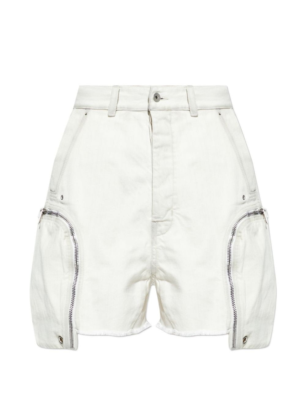 Shorts bauhaus con bordi sfilacciati in bianco Rick owens drkshdw - uomo 