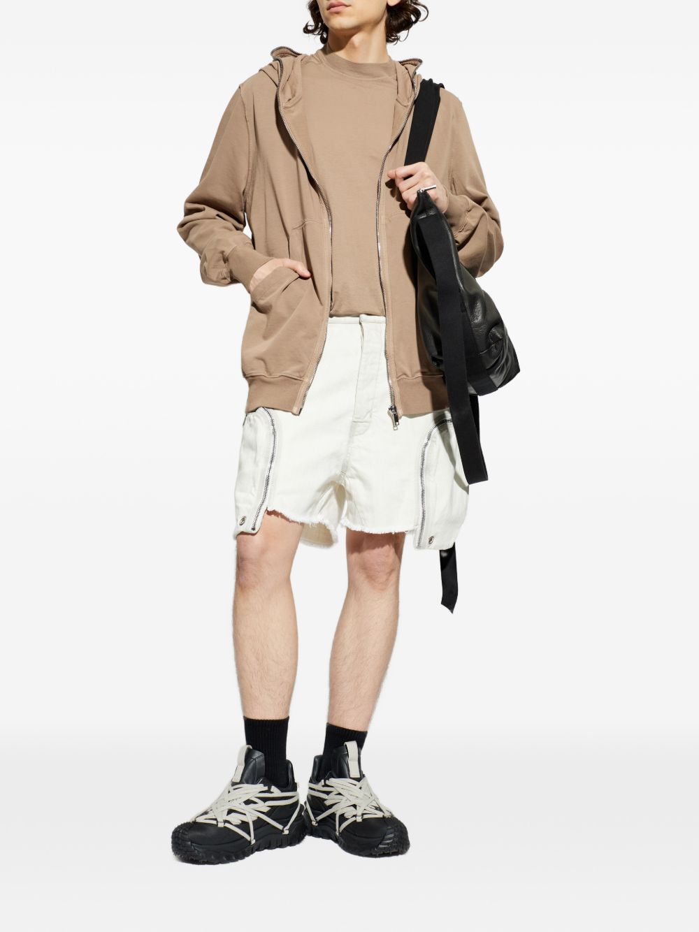 Shorts bauhaus con bordi sfilacciati in bianco Rick owens drkshdw - uomo 