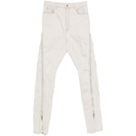 Jeans con zip laterale in avorio Rick owens drkshdw - uomo 