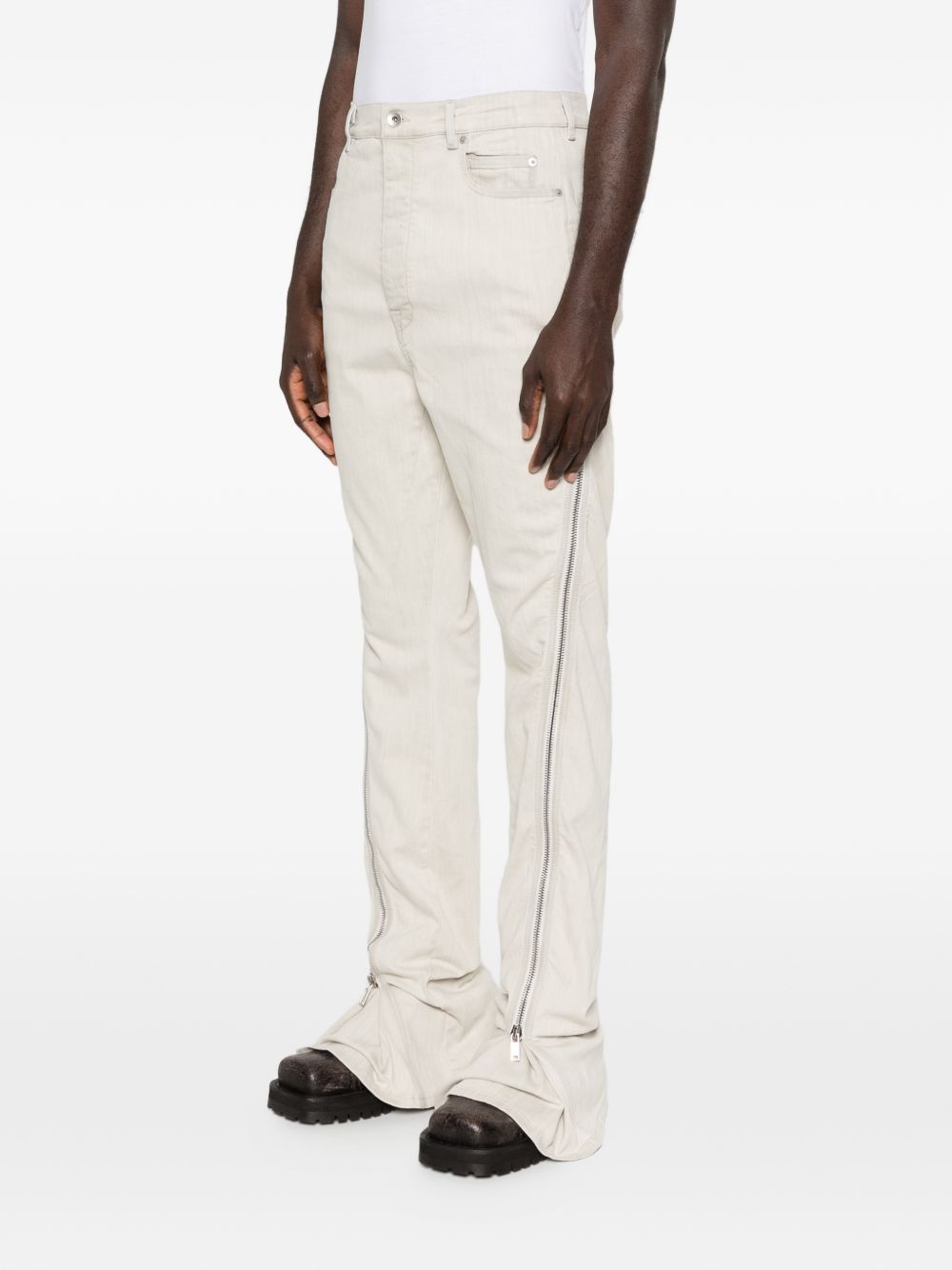 Jeans con zip laterale in avorio Rick owens drkshdw - uomo 