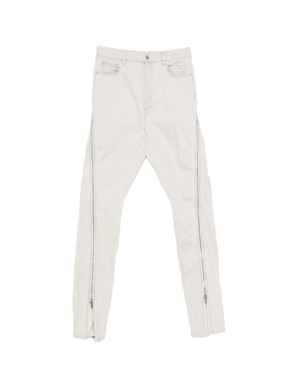 Jeans con zip laterale in avorio Rick owens drkshdw - uomo 